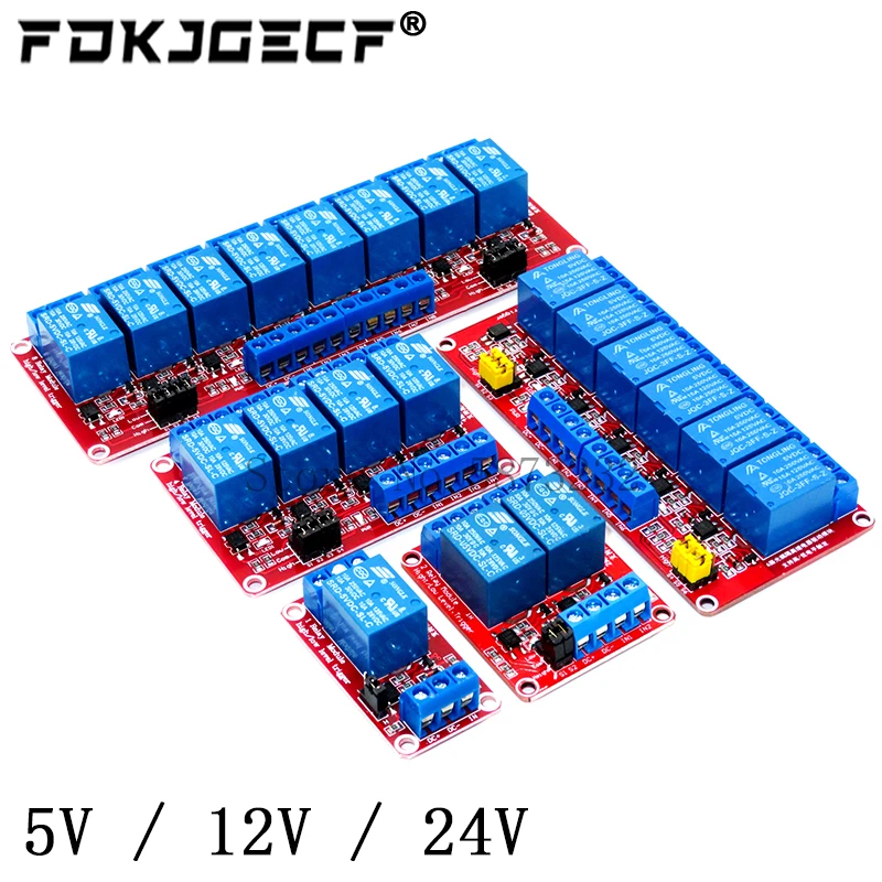 1 2 4 6 8 Channel Way 5V 12V 24V Relay Module Board Shield With Optocoupler Support High and Low Level Trigger for Arduino