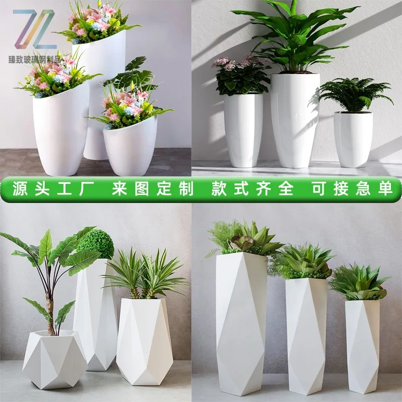 Outdoor flower box Shopping mall flower pot Floor-to-ceiling bowl Fiberglass tank Garden landscape planting pool