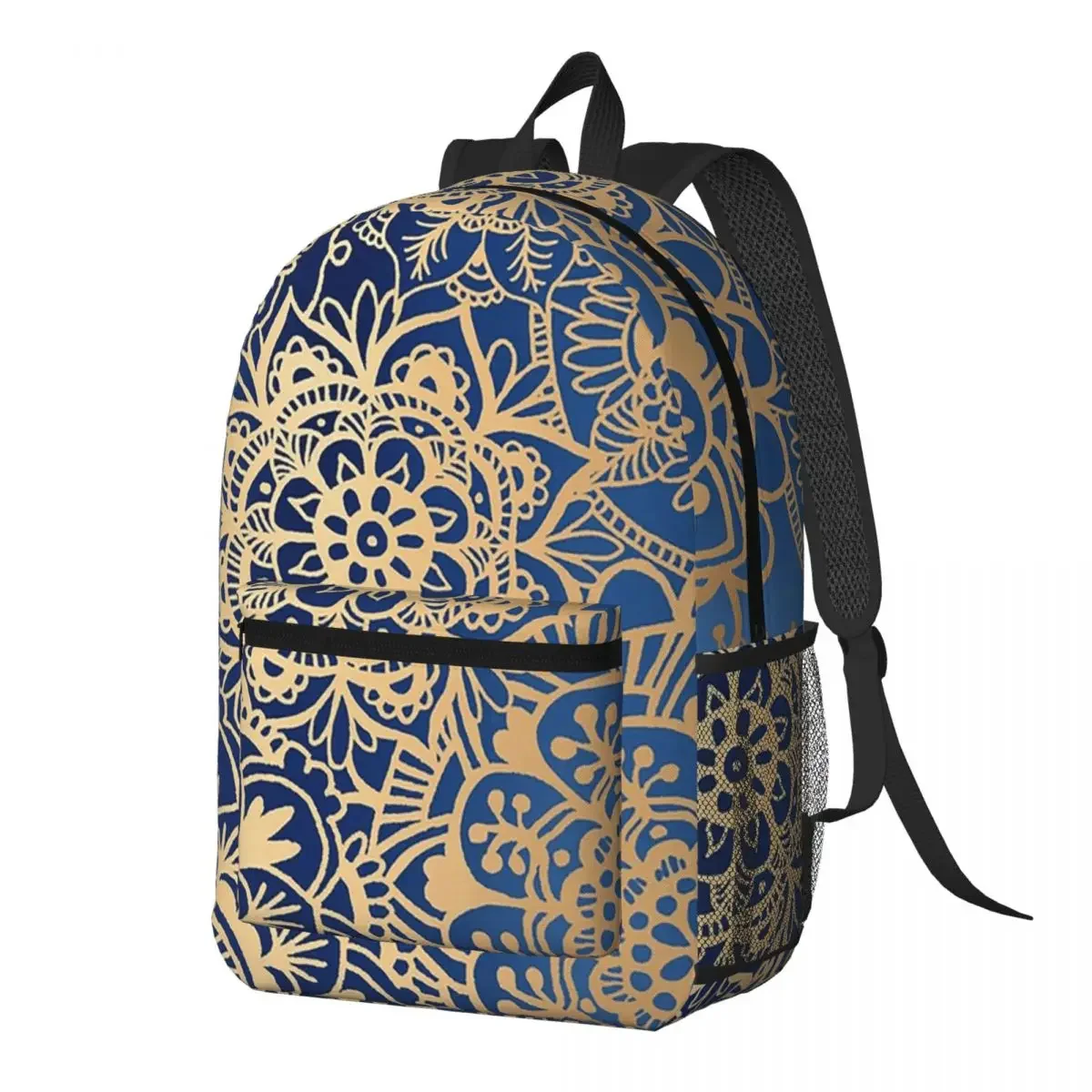 Water Blue Bohemian Print Backpack Daypack Large Capacity Children BookBag School Bag Shoulder Bags for Men Women