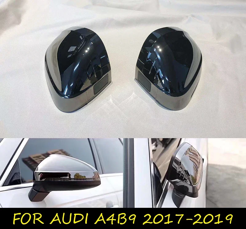 For Audi A4 A5 B9 allroad Quattro S4 S5 Side Wing Mirror Caps fit Audi Mirror Covers Tungsten steel black material 2017 2018