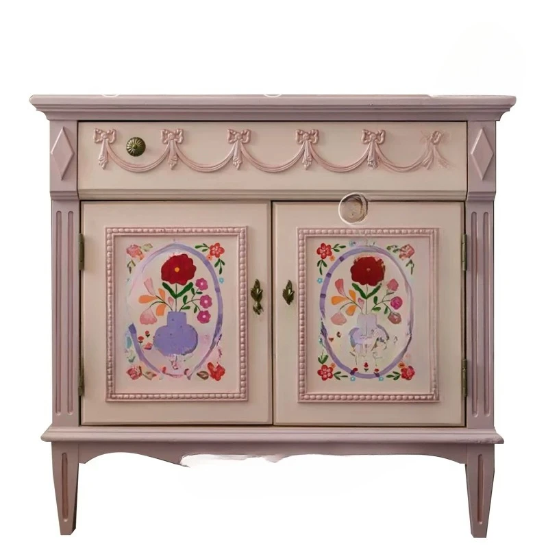 Medieval side cabinet wabi-sabi large-capacity     locker
