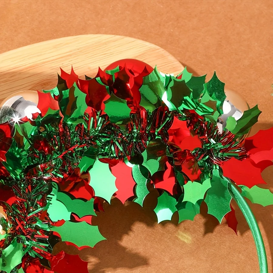 Holiday Christmas Headband, Red and Green Ball Headband Decoration - Suitable for Holiday Parties and Gift Giving