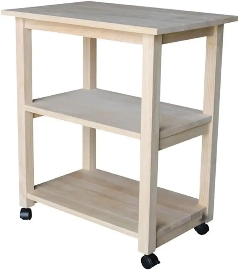 Sturdy Parawood Microwave Cart, 50lb Capacity, Unfinished DIY Ready for Paint/Stain