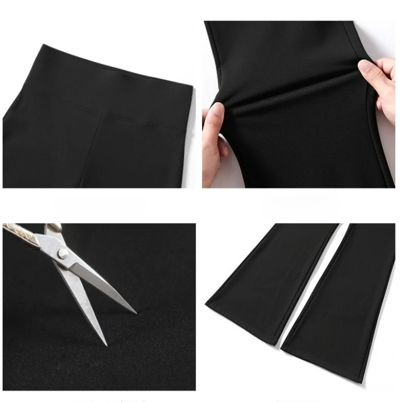 شتاء دافئ أسود متوهج السراويل النساء لينة الدافئة عالية الخصر الورك رفع ضيق جرس قيعان السراويل سميكة بنطال رهيف السراويل الطويلة