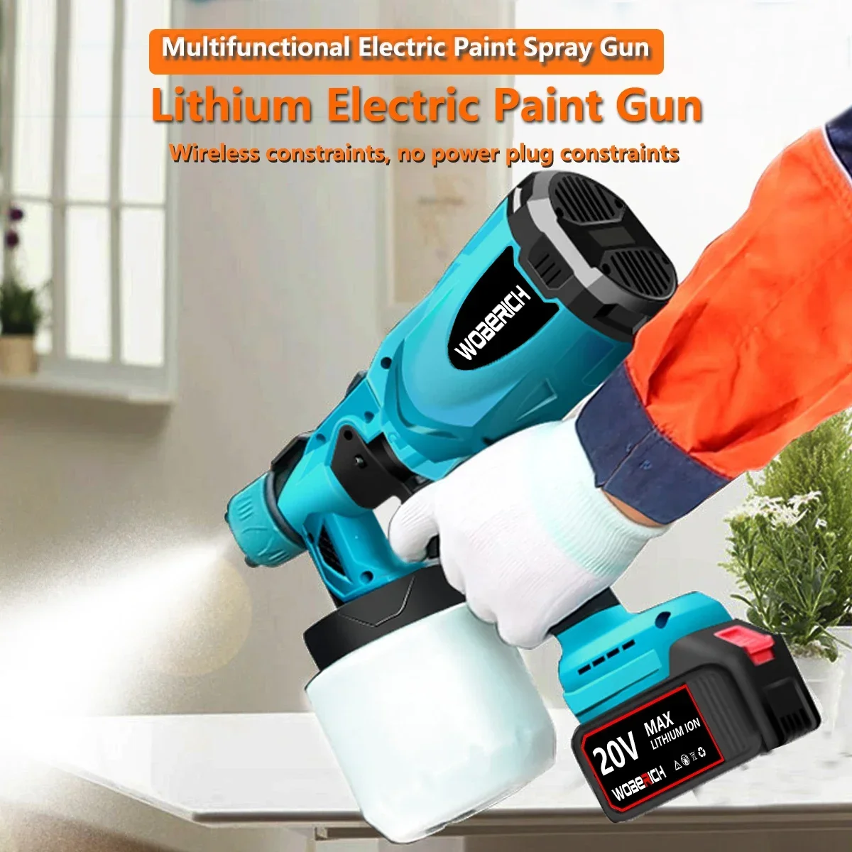 Cordless Electric Spray Gun Handheld High Power Electric Paint Sprayer Home DIY Easy Spraying Blue/Red For Makita 18V Battery