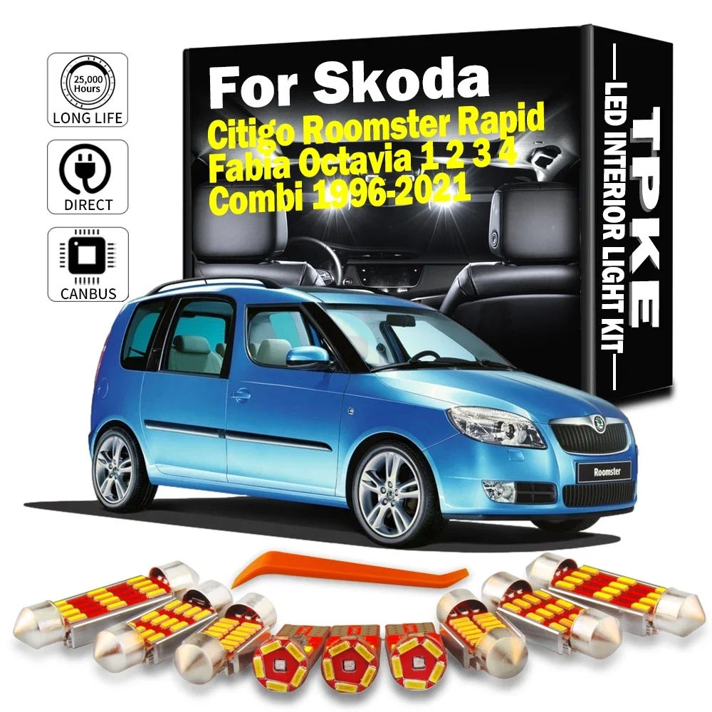 

TPKE Canbus LED Interior Light Kit For Skoda Citigo Roomster Rapid Fabia Octavia 1 2 3 4 Combi 1996-2006 2007 2019 2020 2021