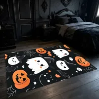 Velvet Cartoon Ghost Pumpkin 2D Large Rug for Living Room and Bedroom, Warm Halloween Festive 4