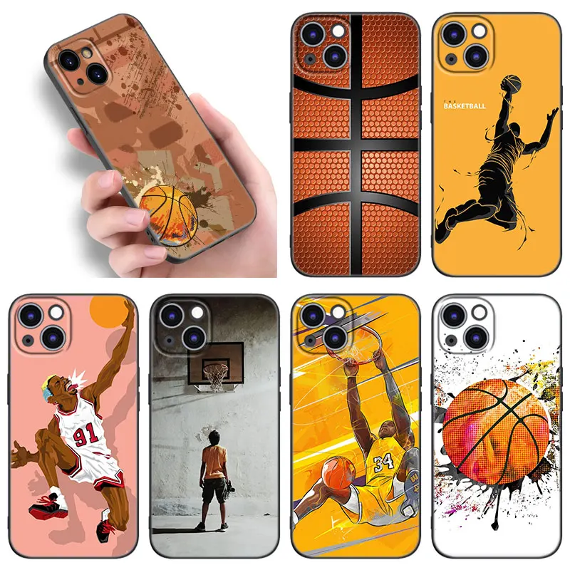 Basketball Basket Number Phone Case For Apple iPhone 12 13 Mini 11 14 Pro XS Max 6S 6 7 8 Plus 5S X XR SE 2020 2022 Black Cover