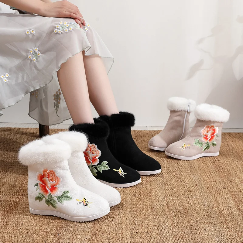 Stivali da donna scarpe con tacco alto calzature invernali stivali-donna punta tonda Stiletto gomma elegante 2023 autunno donna corta peluche roma