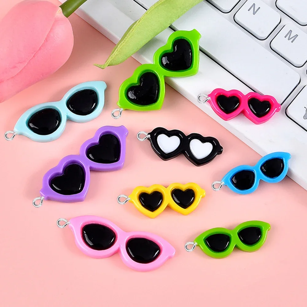 10PCS Color Random Sunglasses Series Flatback Charms For Earrings Bracelet Hairpin DIY Jewelry Pendants Decoration Accessories