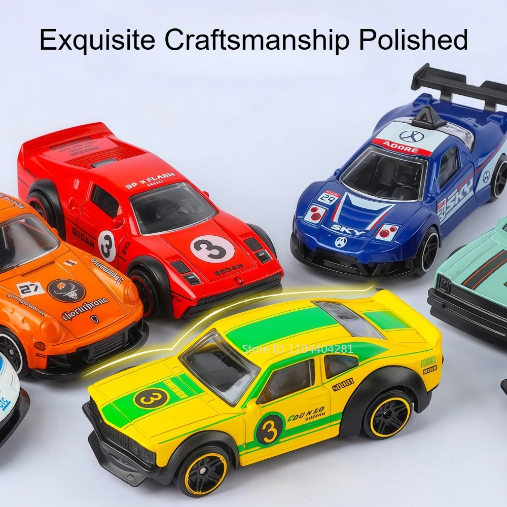 Scale 1:64 Sports Car Series Alloy Diecast Toys Miniature Car Collect Models Set Slide Forward Rubber Tires Kids Christmas Gifts