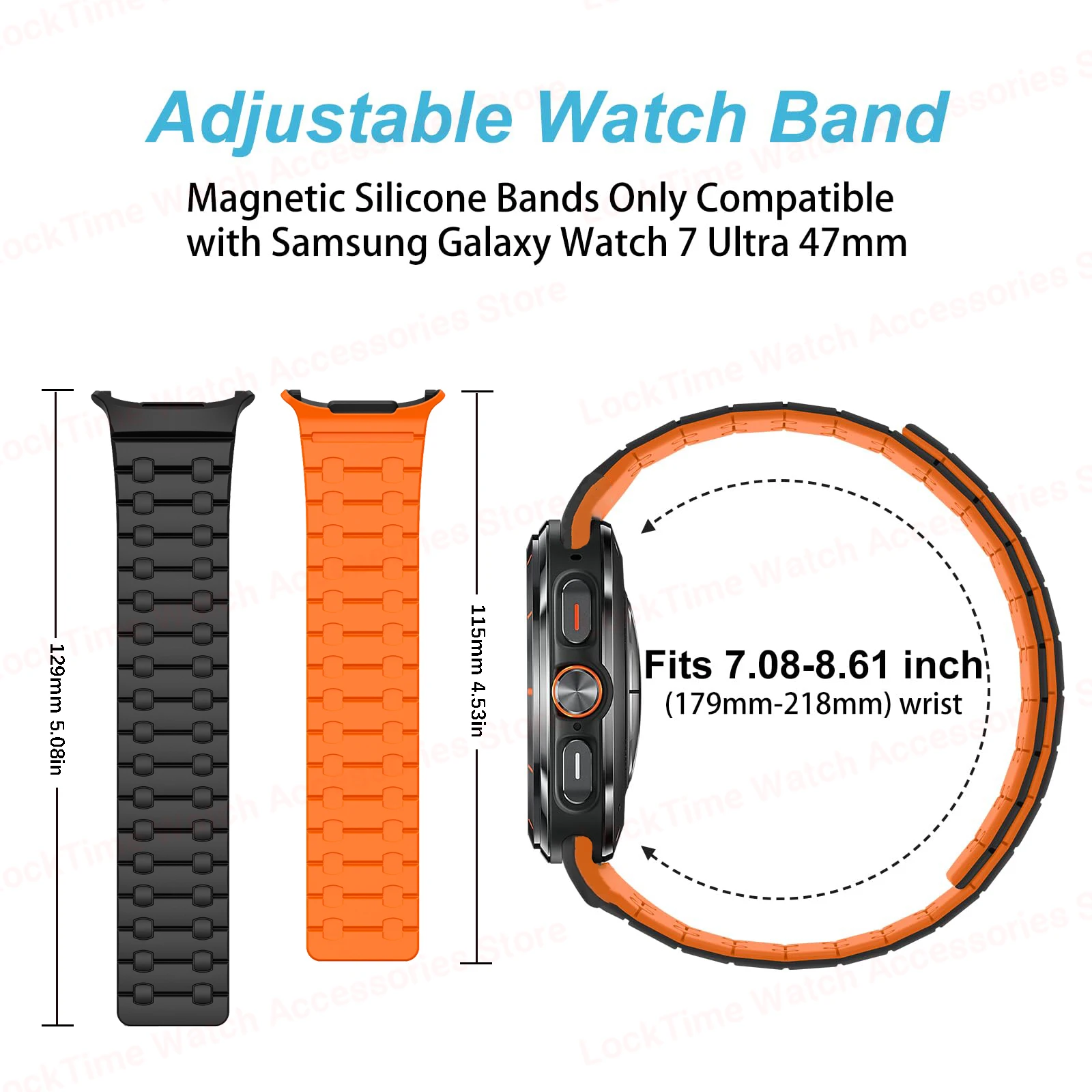 Correa magnética de silicona para Galaxy Watch 7 Ultra, pulsera de bucle de 47mm para Galaxy Watch Ultra de 47MM, pulsera rápida sin huecos