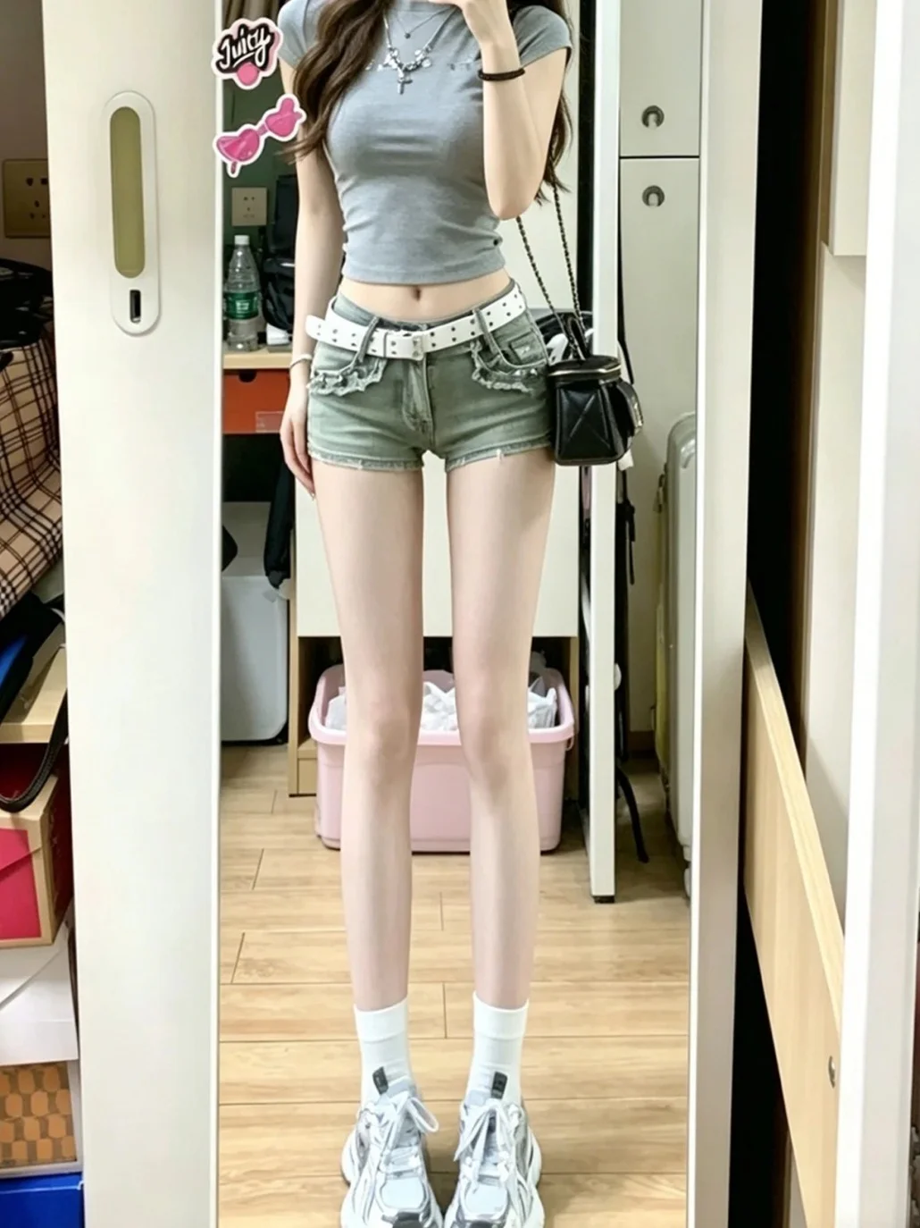Retro Low Waist Denim Shorts Women's Tight Fitting Bodycon Slimming Hot Pants Summer Fashion Casual Style Button Closure