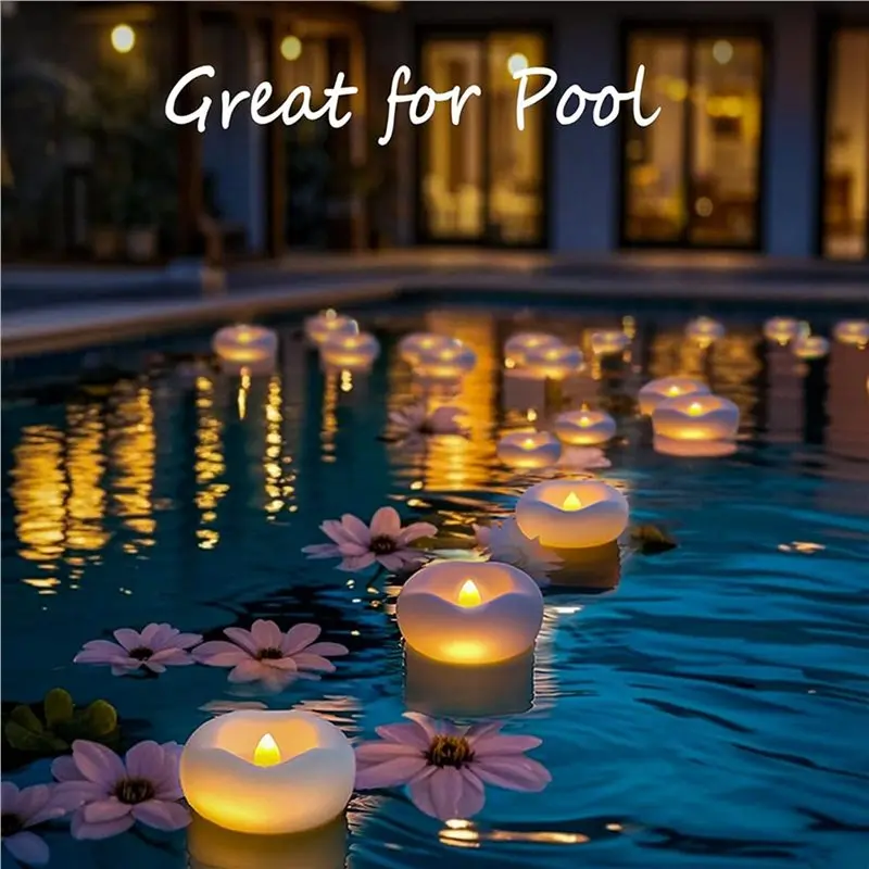 2025 Trend 24 Pack 2 Inch LED Floating Candle 200 Hour Water Activated Flameless Floating Candle For Pool Decoration, Wedding