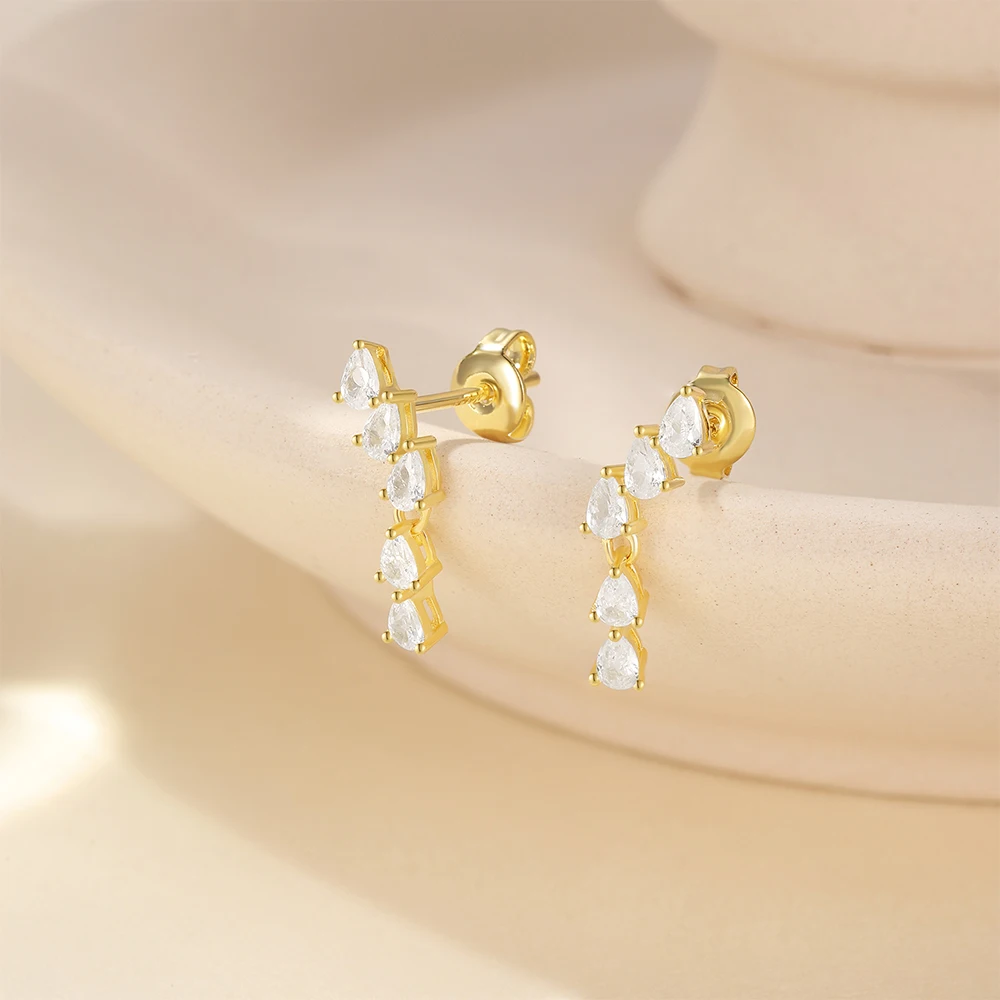 ROXI 925 Sterling Silver DIY Wear Delicate Zircon Buckle Hoop Earring/Body Piercing for Women Tassel Stud Earrings Party Jewelry