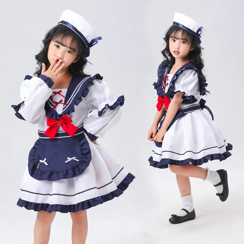 

New Navy Lolita JK Set Girls' Uniform Halloween Anime Cosplay Suit Children's Sailor Stage Performance Dress