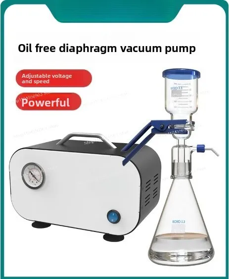 Oil-Free Mini Diaphragm Vacuum Pump with Adjustable Pressure, Portable Lab Suction Filtration System, Negative Pressure Pump
