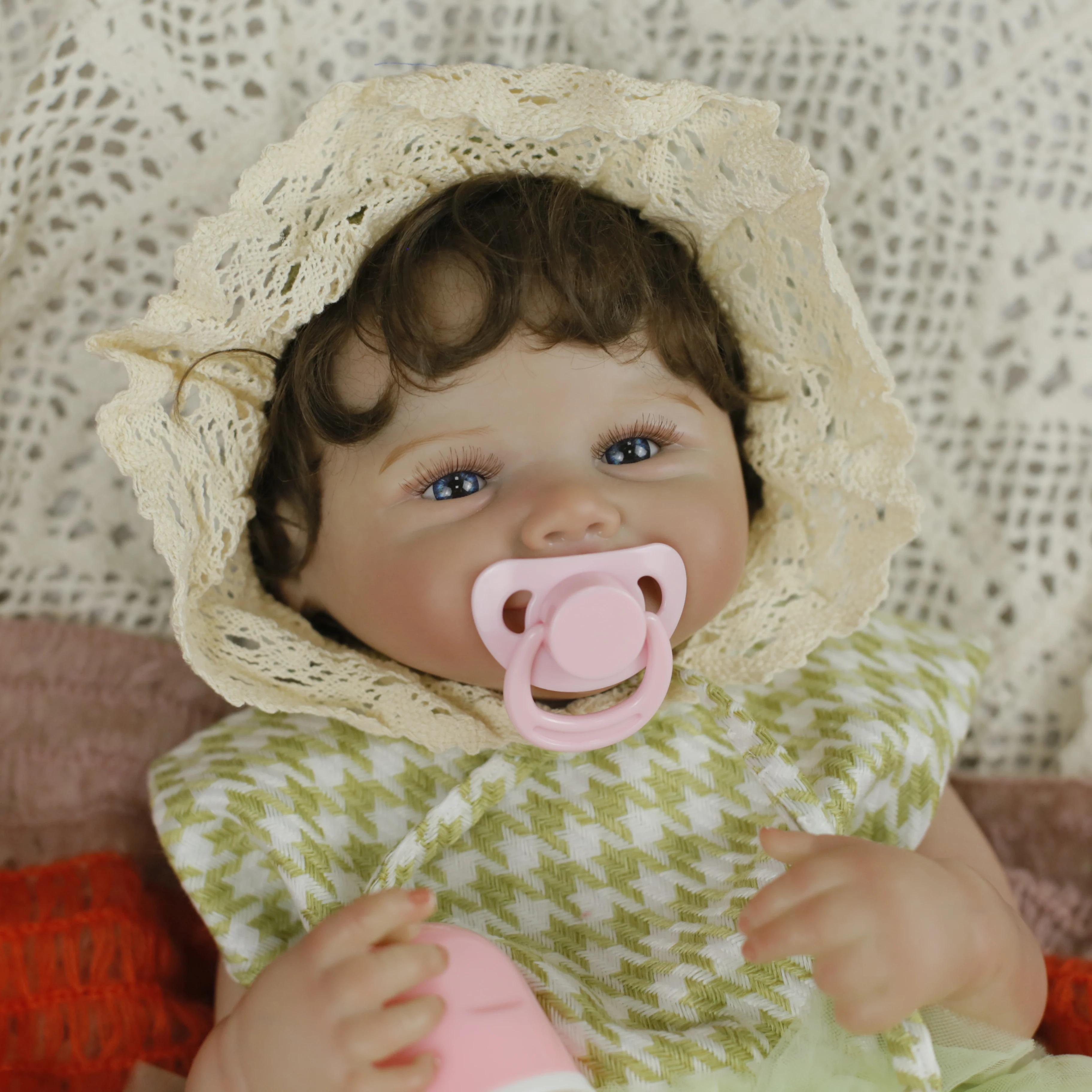 Boneca realista para bebê recém-nascido, 18 polegadas, toque macio, fofinho, pele 3d com veias visíveis, brinquedo artesanal de alta qualidade