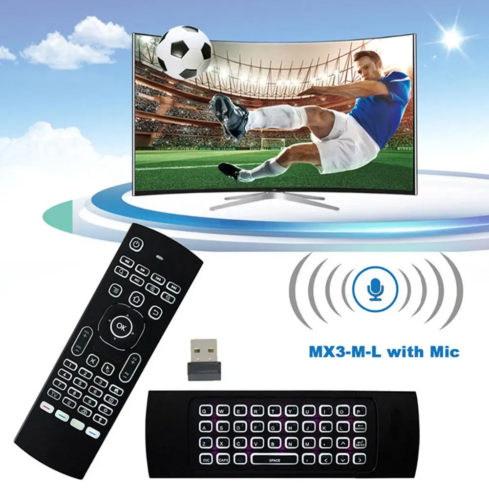 Backlight Air Mouse Remote Control MX3 Wireless Mini TV Sensing Gamer Controller Motion Box 2.4G PC Keyboard A1Y5