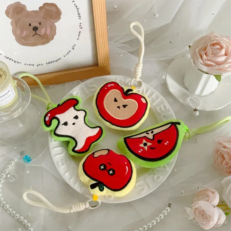 Cute Whimsical Apple Series Plush Hanging Ornaments Perfect for Bags and Accessories Adorable Figurines Plush Keychains llaveros