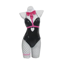 Sexy Mikuu Rabbit Cosplay Black Patent Leather Bunny Girl Cute Halloween Cosplay Costumes Headdresses Clothes Bows Girl Bikini
