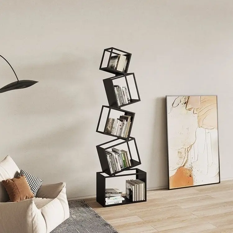 

for Modern Minimalist Corner Floor Standing Metal Bookshelf for Living Room Storage Rack with Unique Iron Design Shelves for