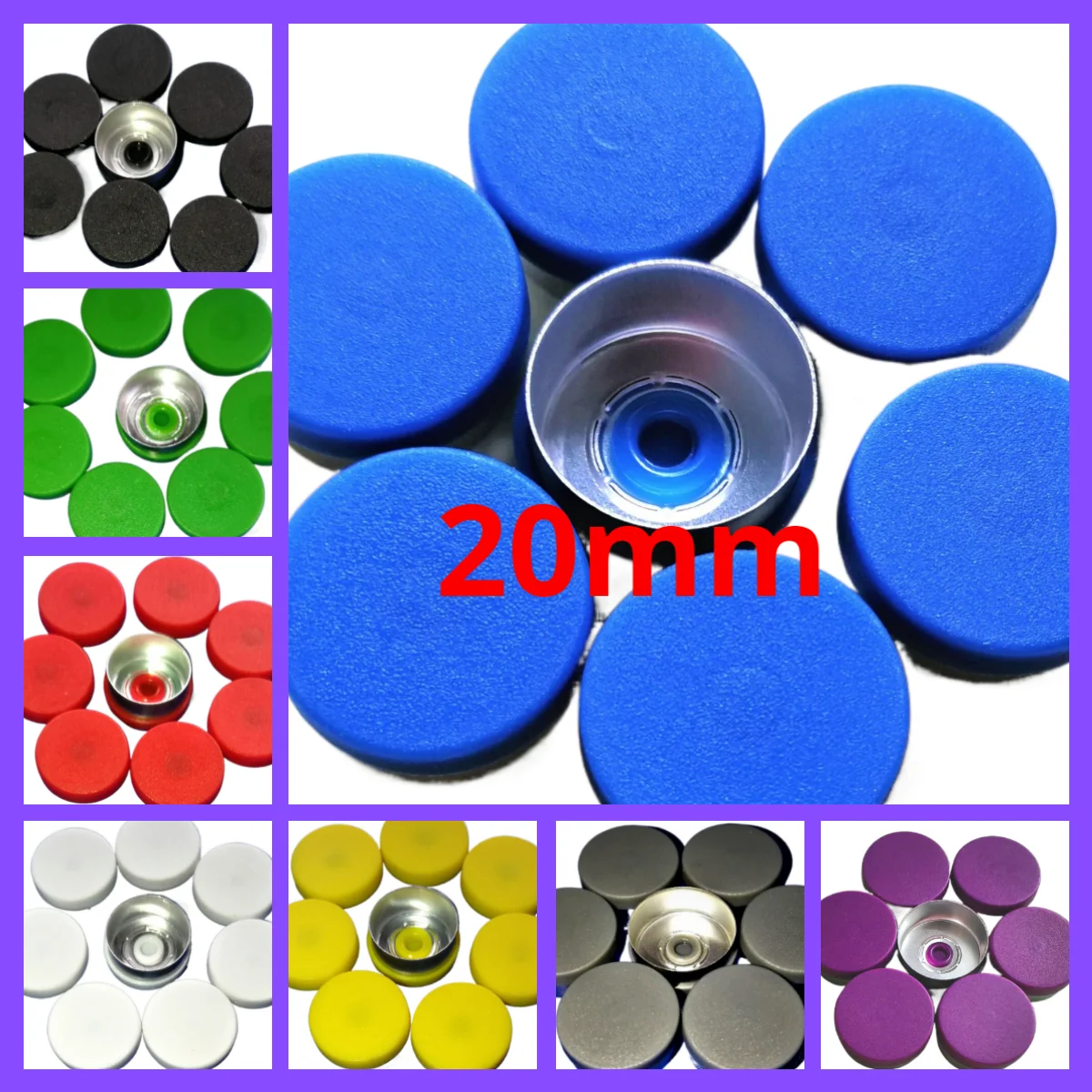 20mm Plastic Aluminium Cap,1000pcs/lot,All Kinds Of Colored Sealing Cap, pharmaceutical caps,tops for crimp glass vial