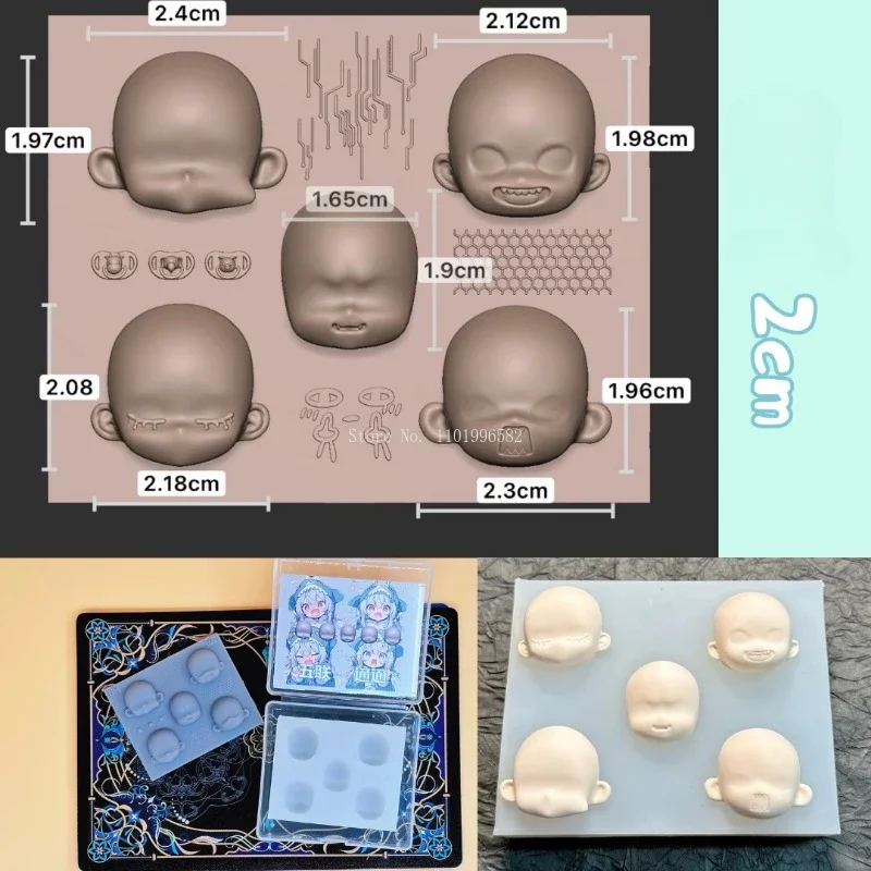 Ultralight Clay Q Version Cartoon Doll Ordinary Face Silicone Mold DIY Ceramic Doll Animation Character Face Contour Making Tool