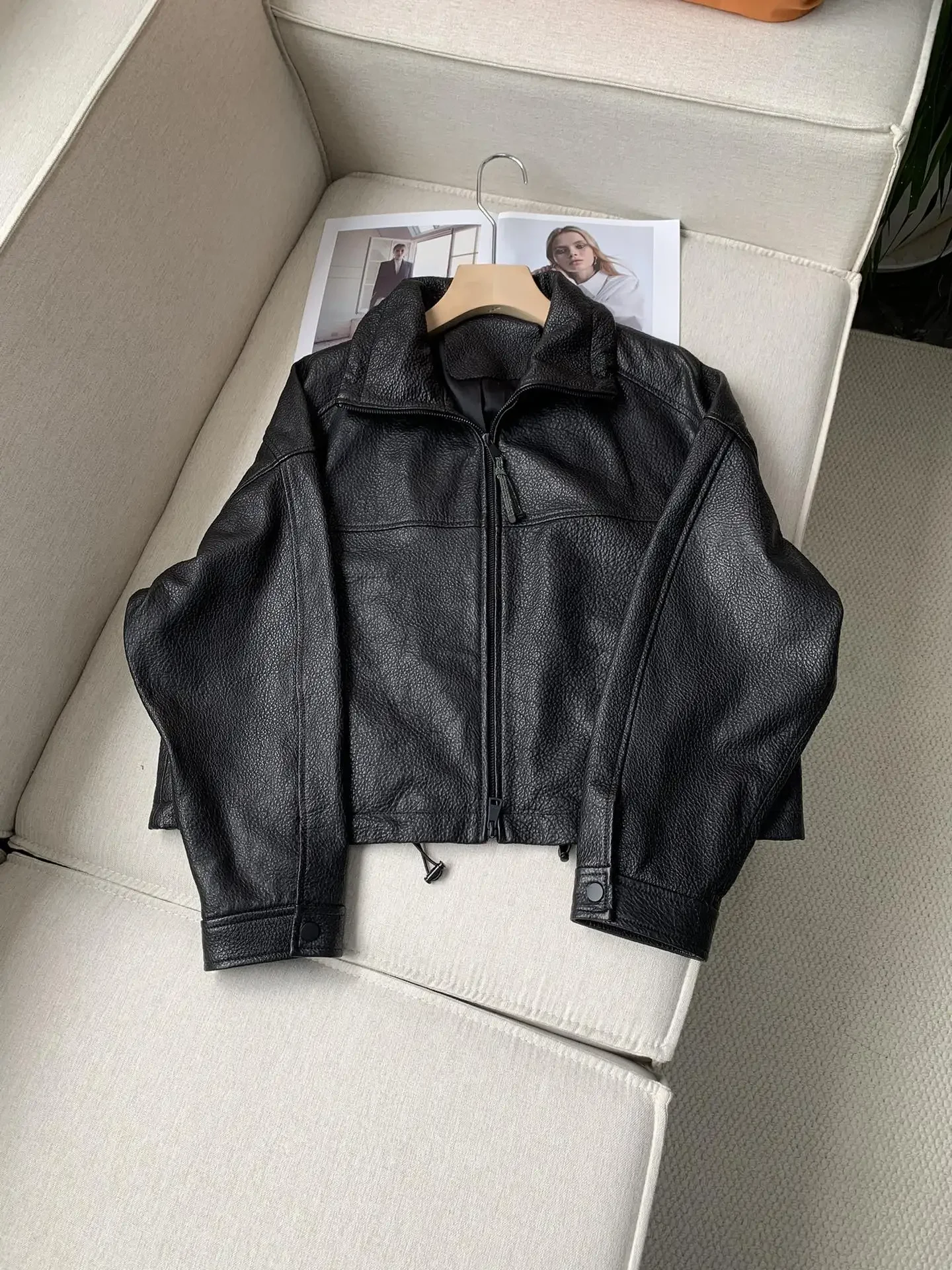 Herbst frauen Schaffell Jacke Stehkragen Langarm Mode Damen Echtes Leder Mantel