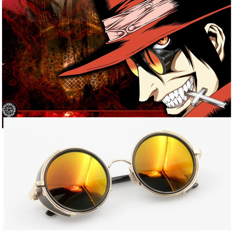 

Anime HELLSING Alucard cosplay prop Vampire Hunter Glasses Orange Sunglasses for Men Women