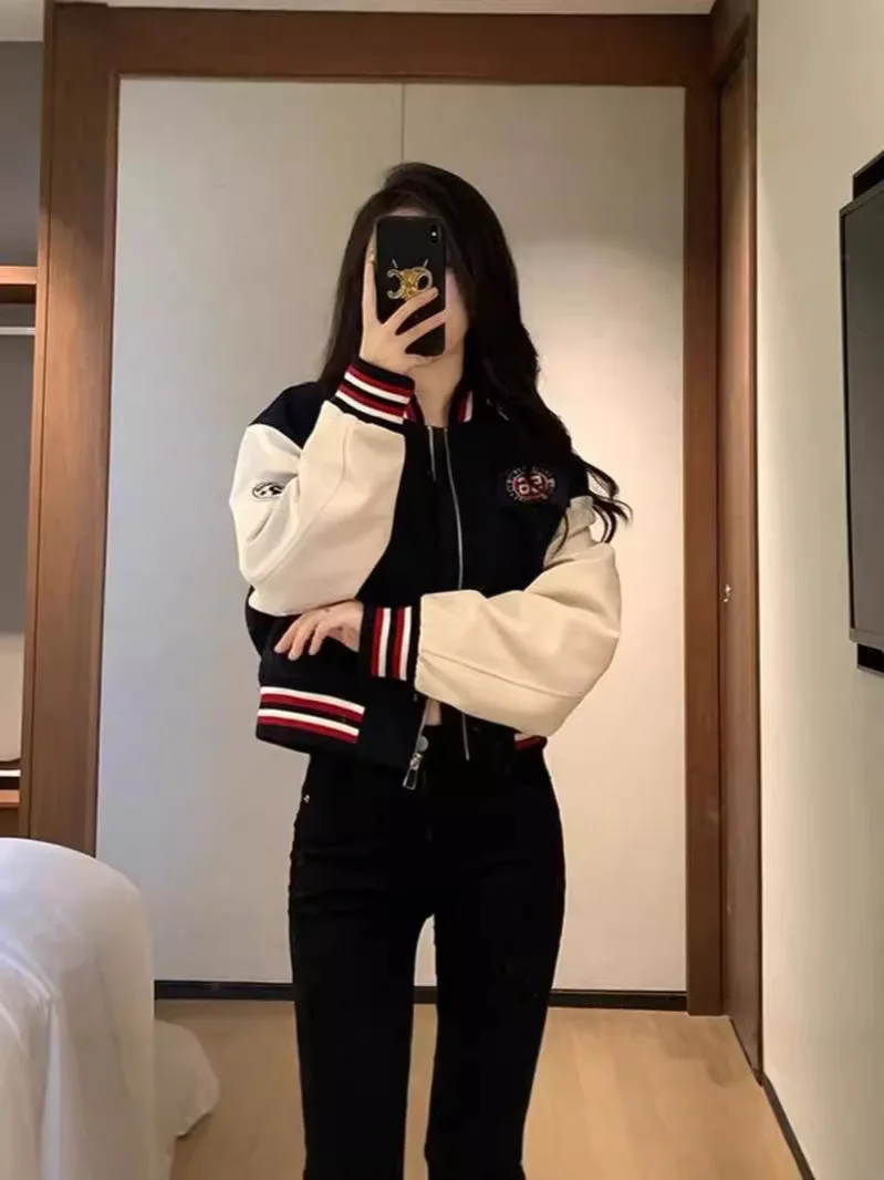 

Бейсбольные куртки для девочек, спортивные женские весенние хлопковые вельветовые отложные шерпы, модные ретро-бомберы Kpop, унисекс, удобные термобелье на каждый день