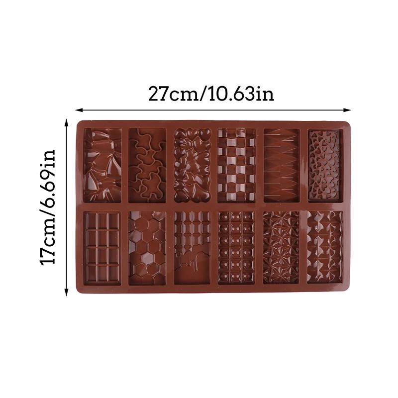 1Pc 12 Cavity Silicone Chocolate Molds Silicone Break Apart Protein and Engery Bar Candy DIY For Baking Cake Decorating Tools