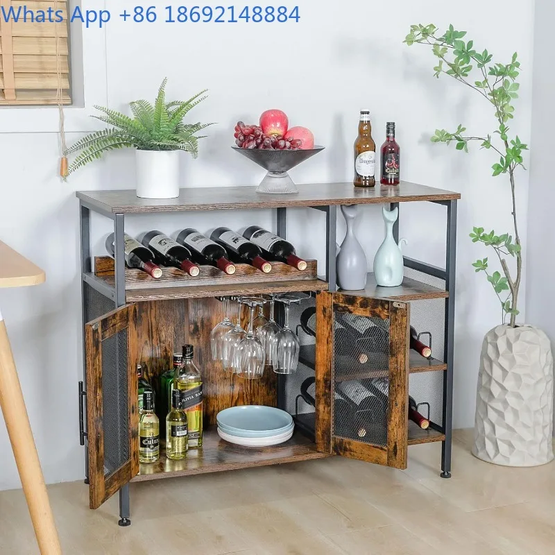 Solid Wood  Restaurant Bar Red Wine Rack Liquor Display Rack Red Wine Storage Cabinet Large Capacity Wine Cabinet