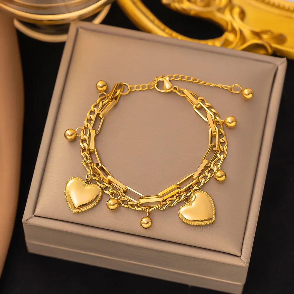 1PC Women's Fashion Trend Multi layered Steel Ball Bean Love Bracelet Travel, Date, Banquet, Party, Festival Dressing Gifts-2061 image 5
