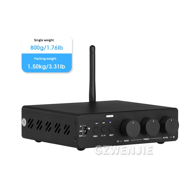 HiFi Stereo Bluetooth 5.2 Digital Power Amplifier USB Music Player 2 Channel Home Multi Zone Audio Amp Receiver TPA3255