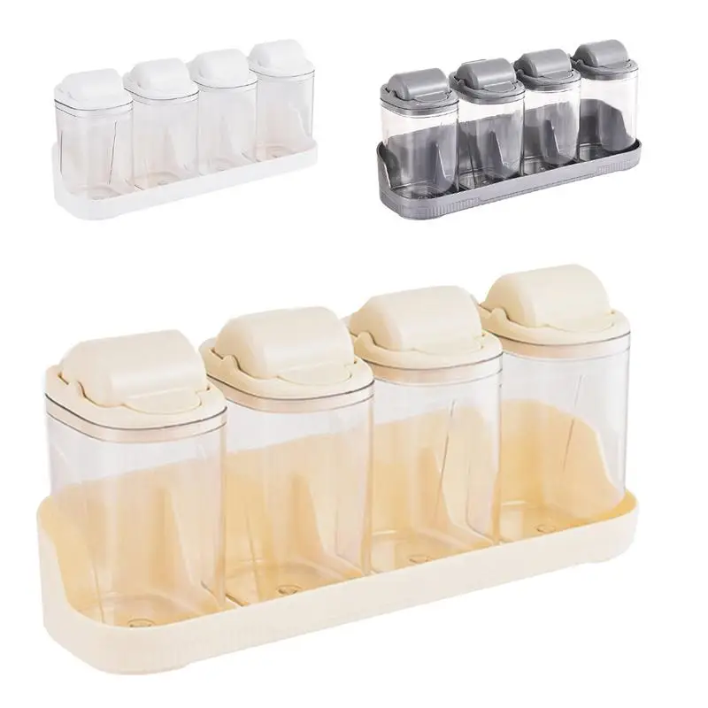 

Seasoning Bottle Set Compact Seasoning Jars Kit Portable Sugar Shaker Containers With Wall-mounted Seasoning Bottle Rack For