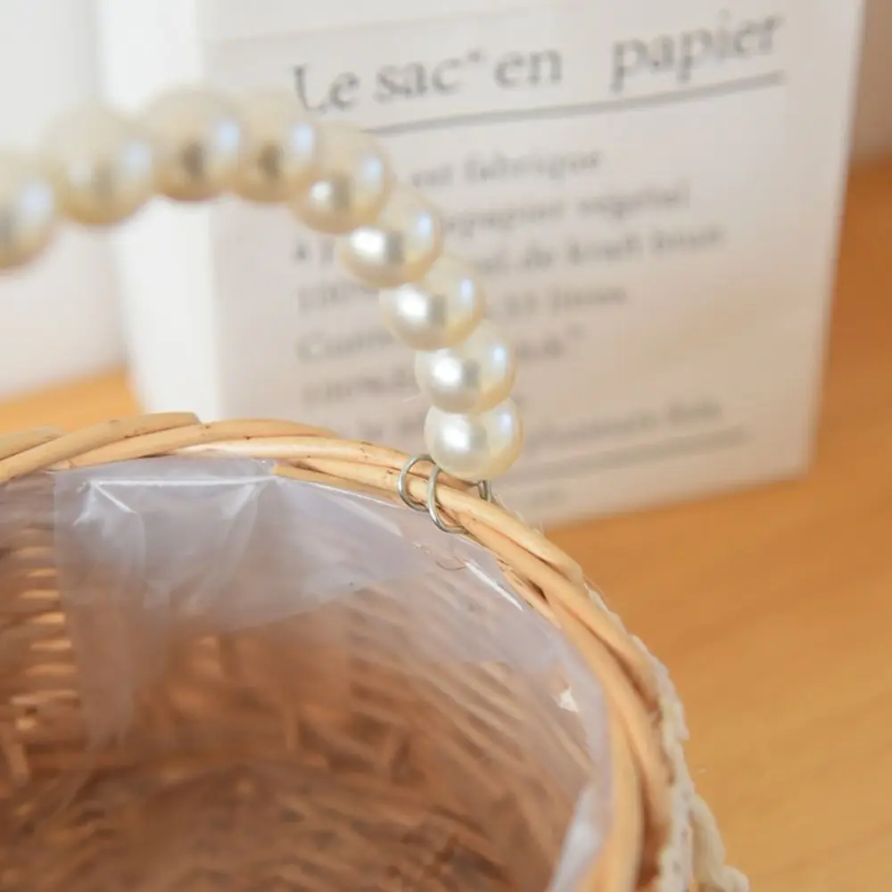 Durable Willow Rattan Flower Girl Baskets Hand-woven With Handle Wedding Flower Basket Picnic Storage Basket