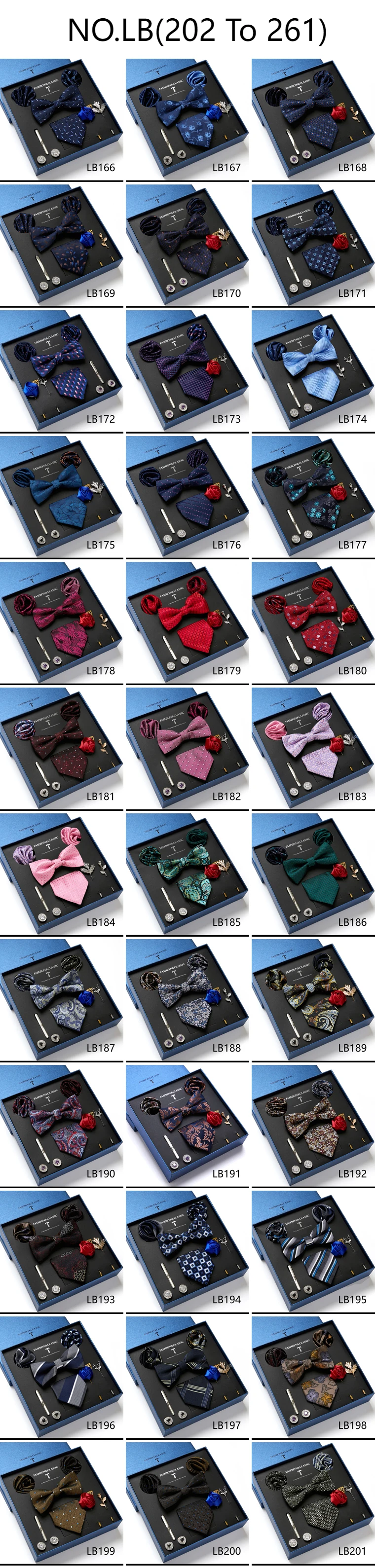 Hochwertige Geschenkbox für Feiertage, 7,5 cm, blaues Blumenmuster, Einstecktuch, Manschettenknöpfe, Krawattenclip, Krawatte für Herren, Geburtstagsgeschenk – Detail 3