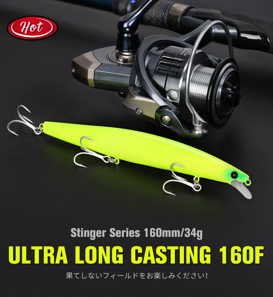 TSURINOYA 160F Schwimmender Minnow-Angelköder STINGER 163 mm 31 g Langer Wurf Künstlicher Seebarsch Salzwasser Große harte Köder – Detail 3