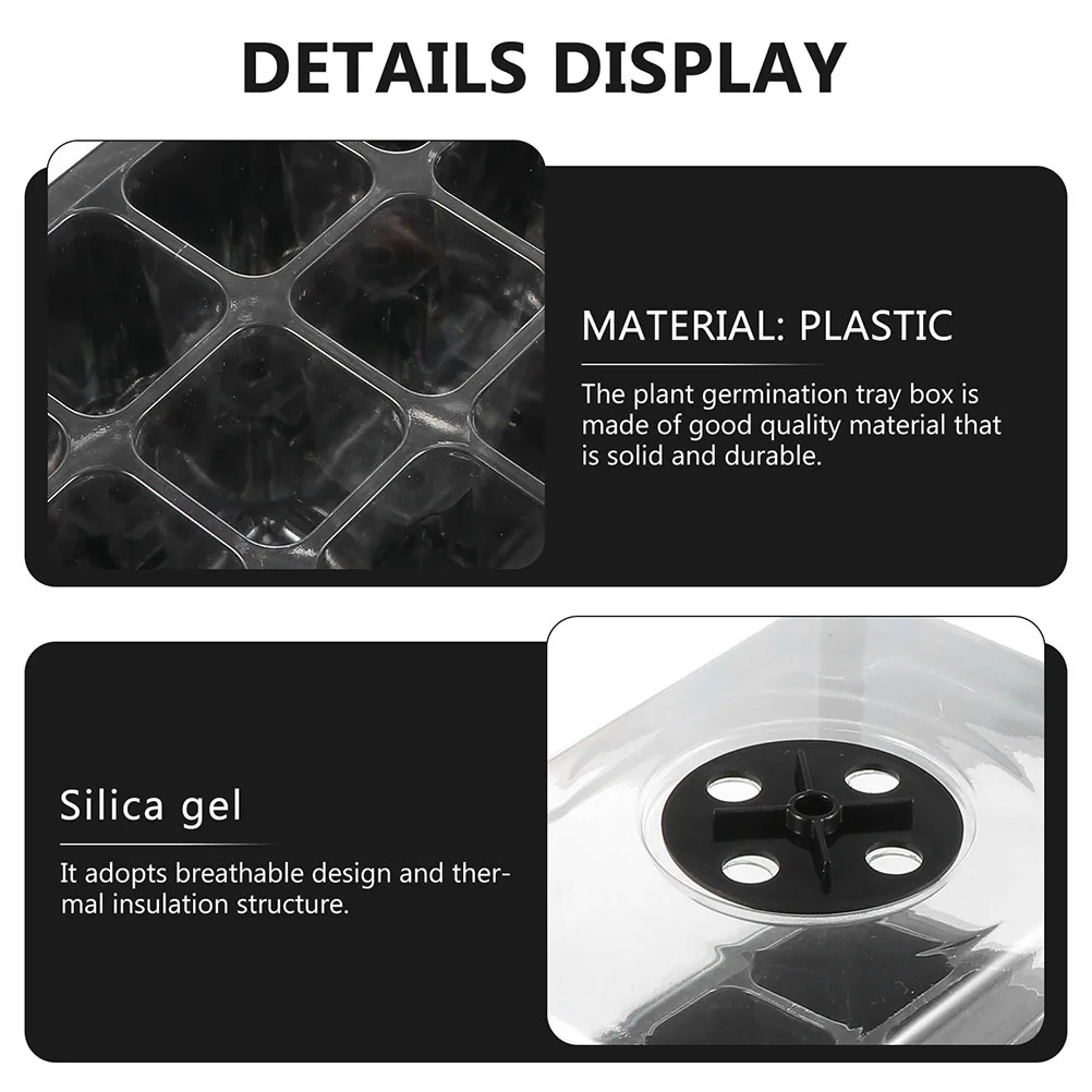 

3pcs Seedling Tray Germination Starter Box Vegetable Planting Trays Durable Plastic Growing Case Gardening Tool Breathing Space