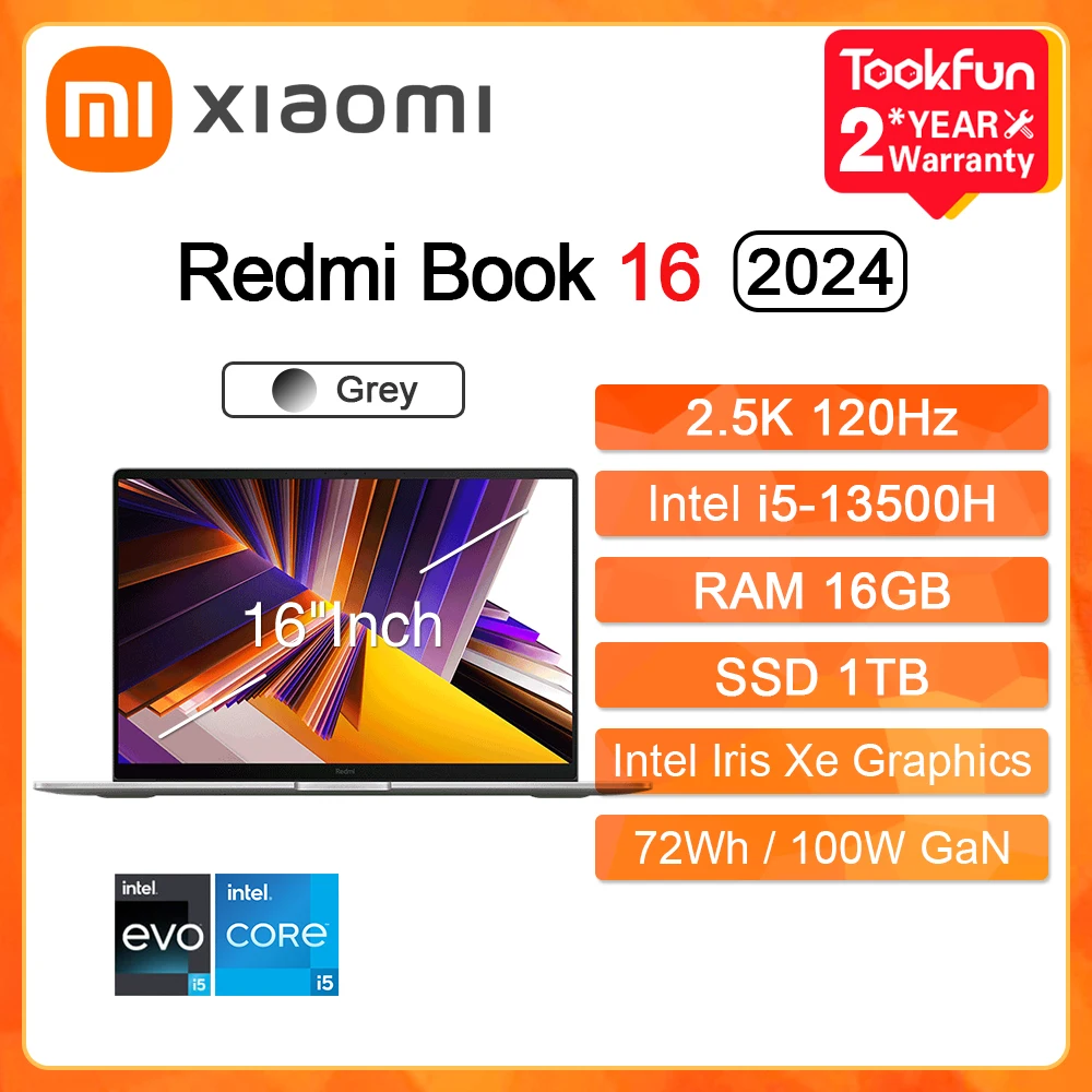 To For Redmi Book 16 2024 Laptop Intel i5 13500H RAM 16GB SSD 512GB 16