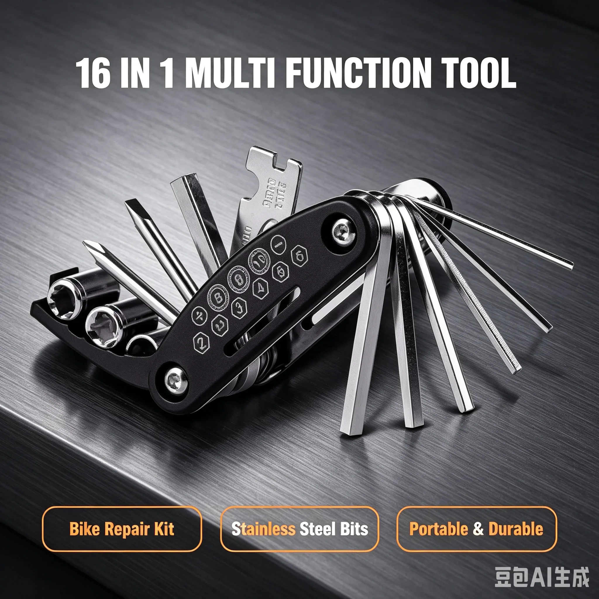 16 in 1 Bike Multi Tool Kit Portable Bicycle Repair Tool Set Includes Allen Wrench Socket Screwdriver Tire Levers for Bikes