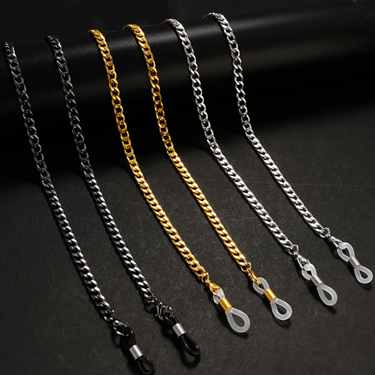 Modische Einfache Gliederkette für Brillen und Masken, Brillenband für Damen und Herren, Edelstahl in Goldfarbe, Sonnenbrillenkette, Brillenkordel, Geschenk