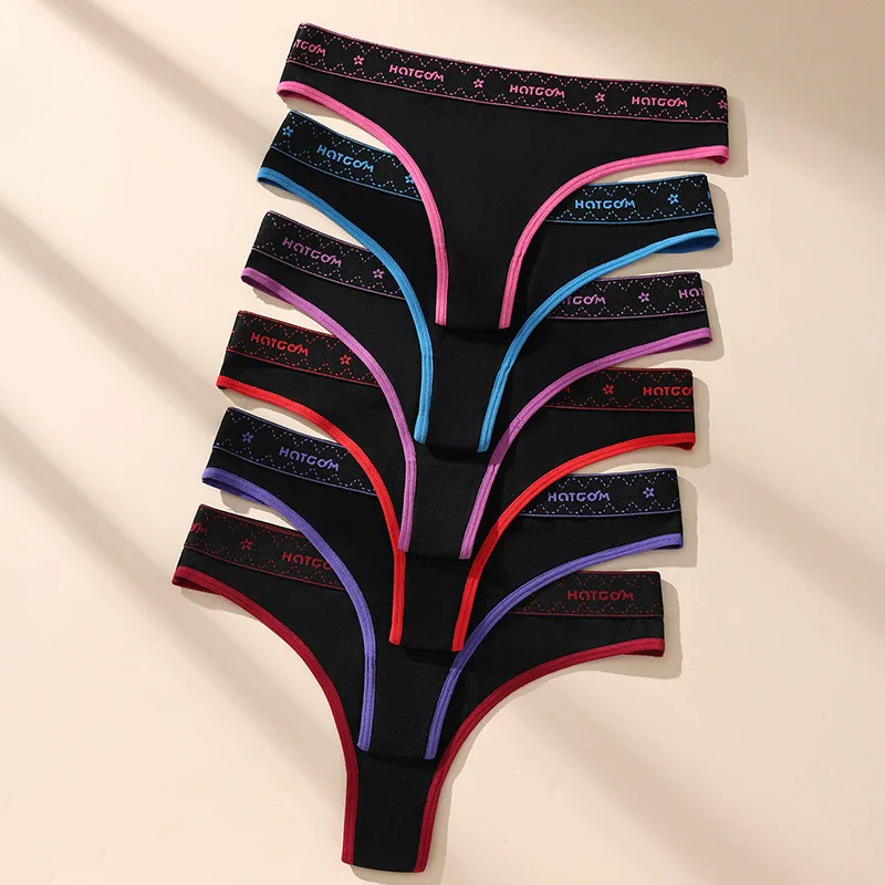 6Pcs/Set Women Thongs Low Waist Sexy Underwear Soft Panties Girls Briefs Cotton G-String Breathable Ladies Panty Female Lingerie