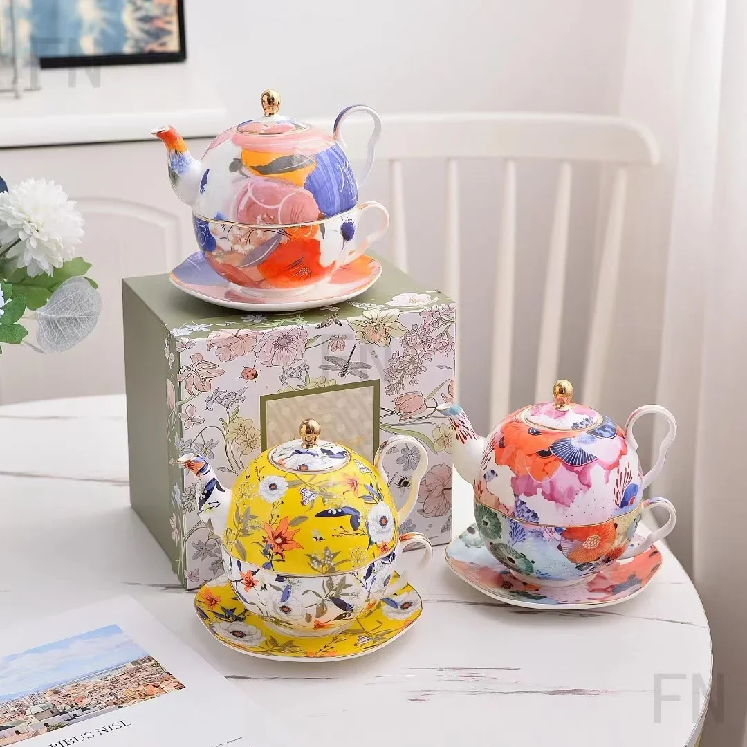 British Bone China Teapot Sets Gift Set High-End Scented Teapot One Person Enjoy Self-Use Gift Tea Kettle Tea Set