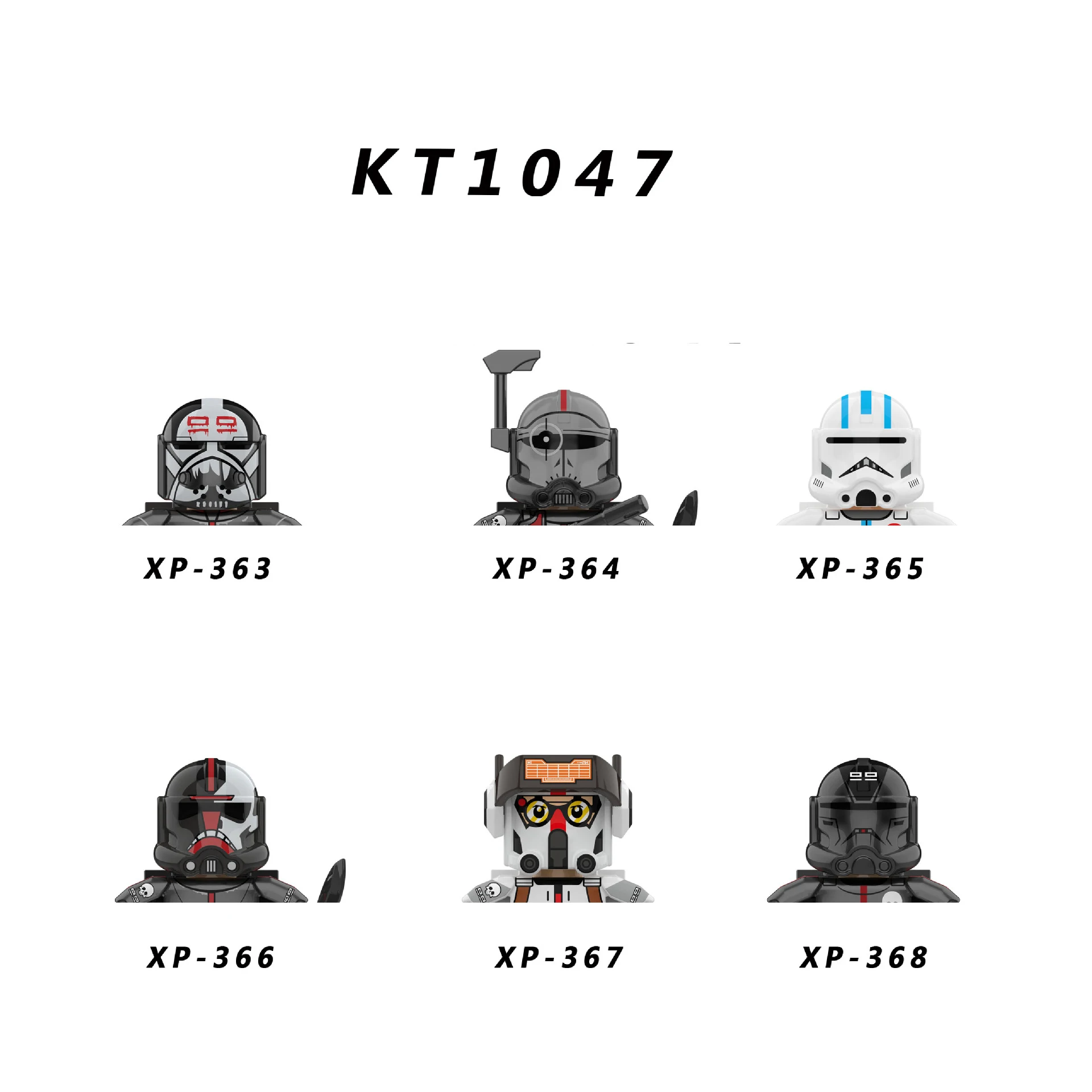 

KT1047 Building Blocks 6 pcs/set The Brick Echo Figure Tech Hunter XP363 XP366 mini Assembly Toys