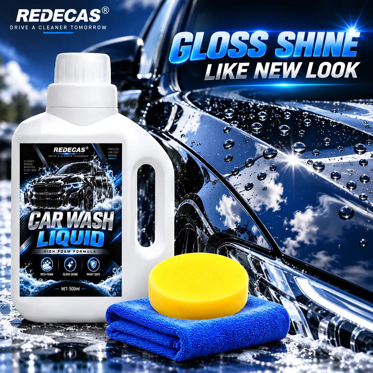 500ml White Milk-Scented Foam Car Wash Liquid, High-Concentration Car Wash Wax, Can Build and Renew Ceramic Coating, Rich in Foam Soap, for Car Paint Maintenance, Protects Car Paint, Suitable for Various Car Models, Car Care Products