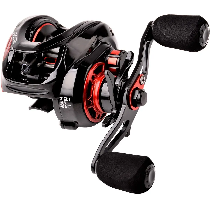 Baitcasting Fishing Reel 7.2:1 Max Drag 8kg Magnetic Regulating System Saltwater Freshwater Fishing Reel Black Red