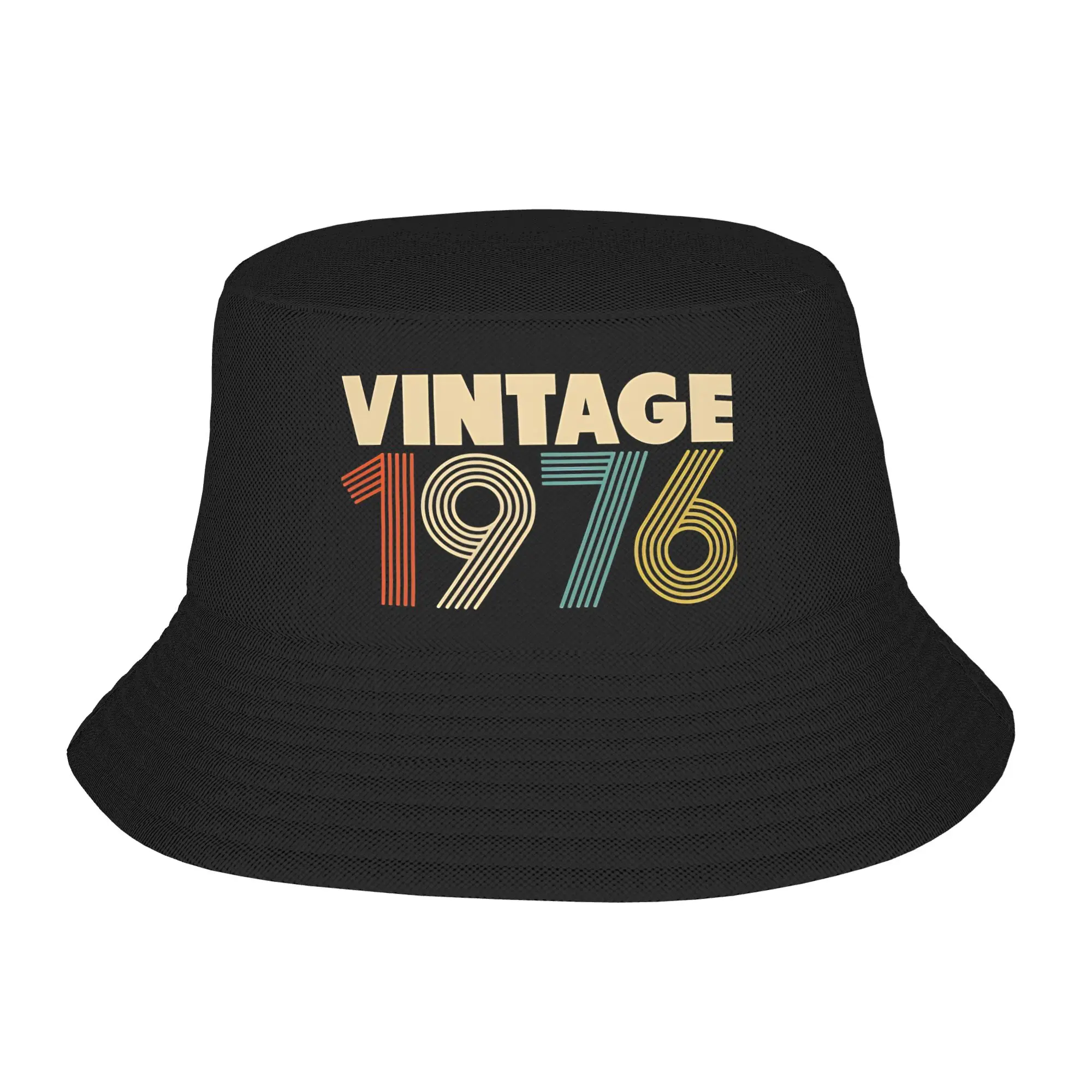 Born in 1976 vintage age 50 years old funny 50th birthday Bucket Hat Gifts For Girl Harajuku  Vocation Caps For Outdoor