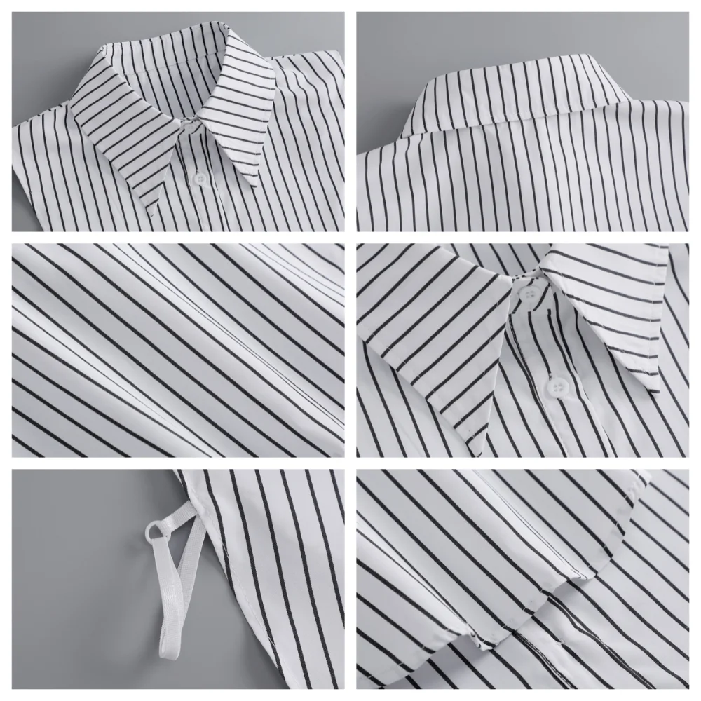 Detachable Stripe Shirt Fake Collar Commute Decorative Fake Hand Sleeves Easy To Wear Comfortable False Wrist Cuffs Office
